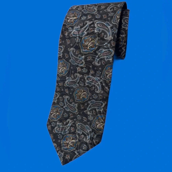 David Taylor Dark Blue Navy Paisley Vintage Tie - Picture 1 of 3